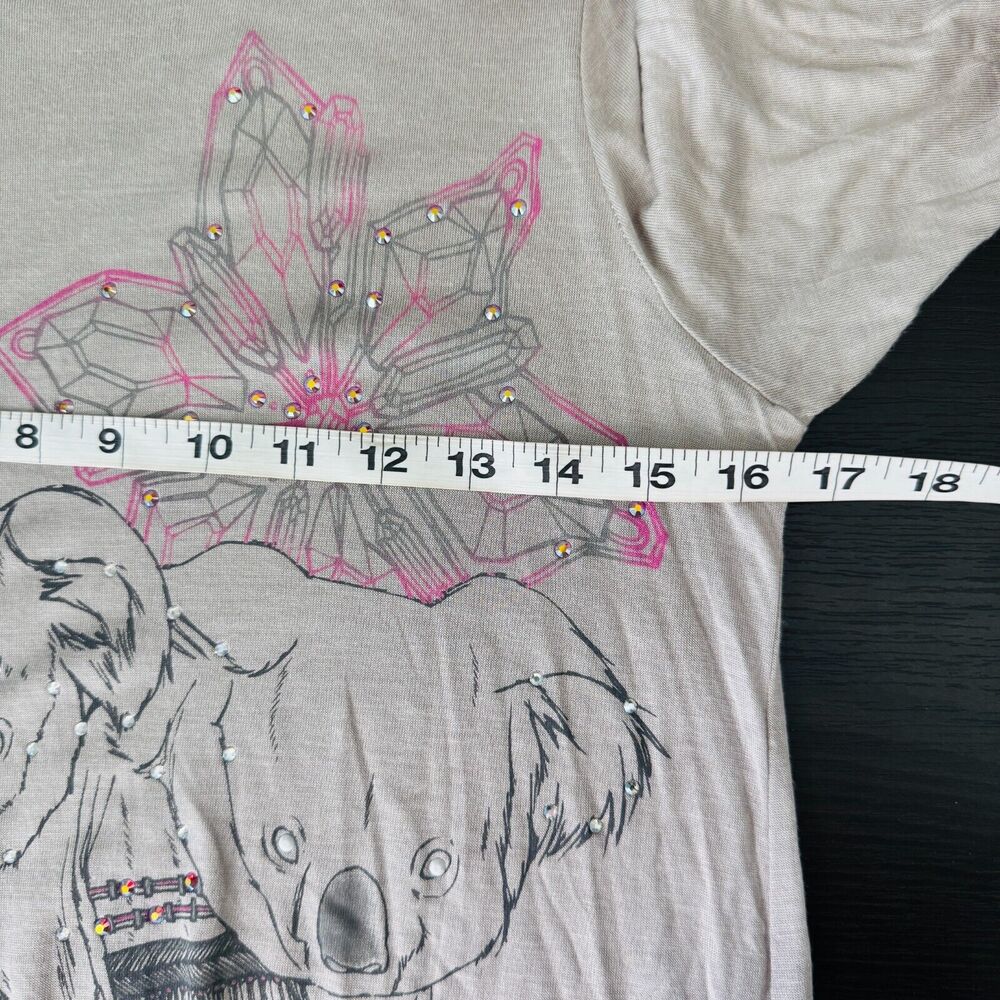 Key Top Womens Small Koala Bears Swarovski Rhinestone Tee Shirt Y2K Key Closet - Picture 9 of 11